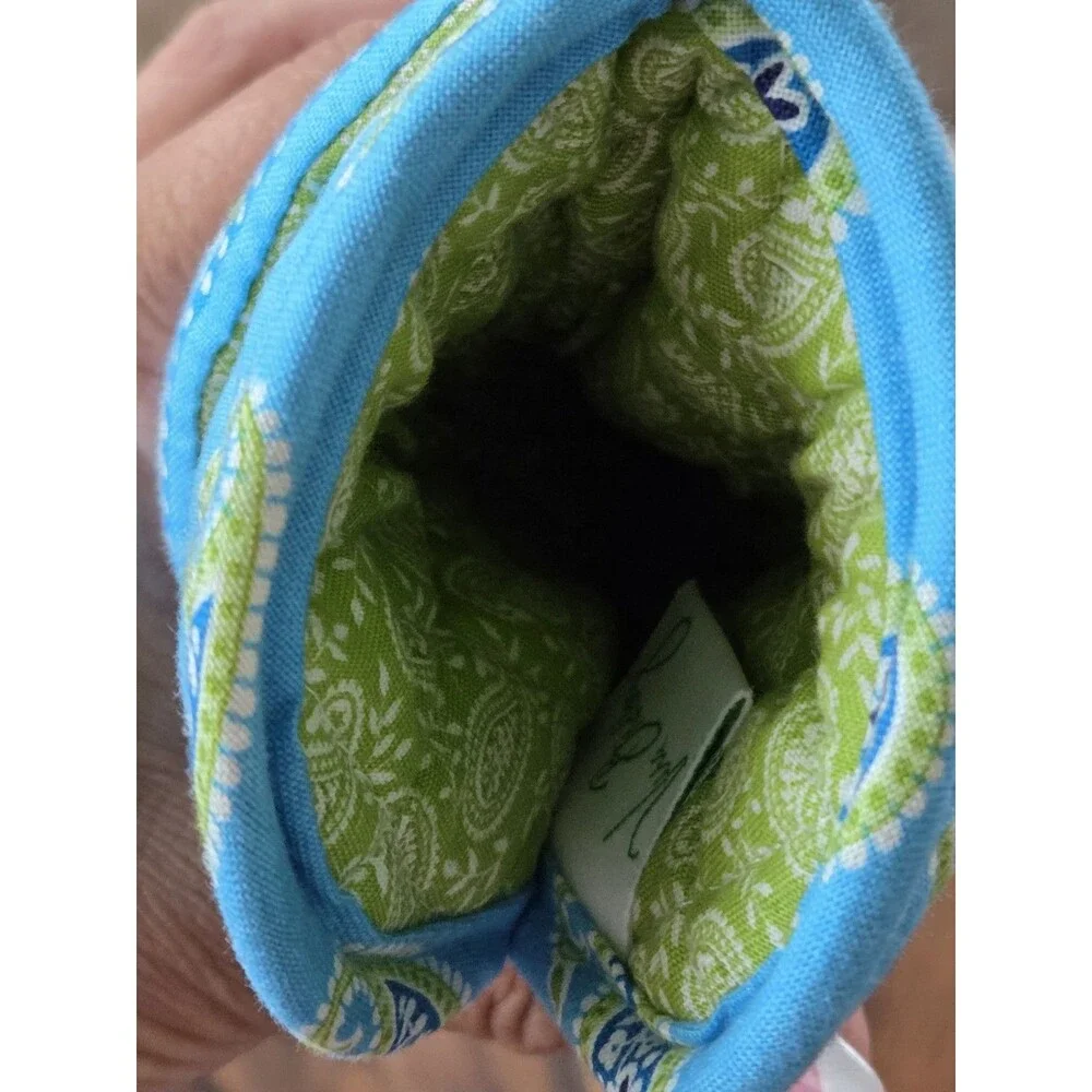 Vera Bradley Quilted Cloth Soft Glasses Case Blue Green White Paisley